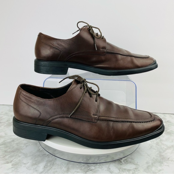 Cole Haan Leather Mens 13 M Dark Brown Square Split Toe Comfort Lace Up C10697 - Picture 2 of 10